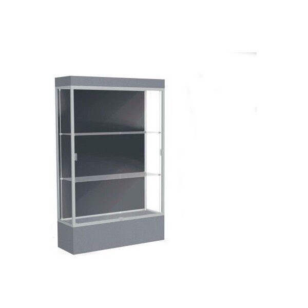 Waddell Display Case Of Ghent Edge Lighted Floor Case, Slate Back, Satin Frame, 12" Carbon Mesh Base, 48"W x 76"H x 20"D 94LFSL-SN-CM - main